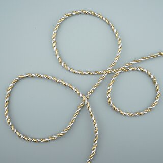 25 m x 3 mm Glitzerkordel zweifarbig SILBER GOLD Schnur ohne Draht Lurexkordel Weihnachtskordel Geschenkkordel glnzend zum dekorieren