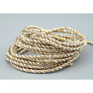 3 m x 3 mm Glitzerkordel zweifarbig SILBER GOLD Schnur ohne Draht Lurexkordel Weihnachtskordel Geschenkkordel glnzend zum dekorieren