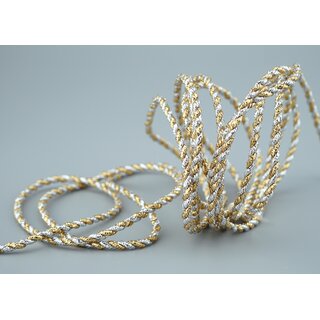 3 m x 3 mm Glitzerkordel zweifarbig SILBER GOLD Schnur ohne Draht Lurexkordel Weihnachtskordel Geschenkkordel glnzend zum dekorieren