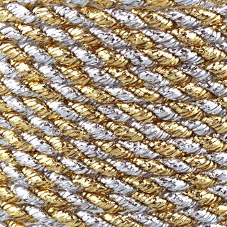 3 m x 3 mm Glitzerkordel zweifarbig SILBER GOLD Schnur ohne Draht Lurexkordel Weihnachtskordel Geschenkkordel glnzend zum dekorieren