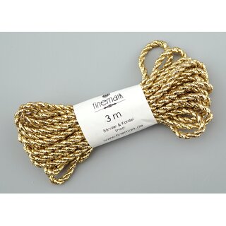 3 m x 3 mm Glitzerkordel GOLD Schnur ohne Draht Lurexkordel Weihnachtskordel Geschenkkordel glnzend zum dekorieren