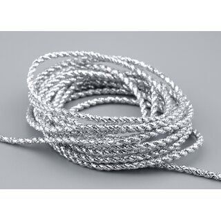 3 m x 3 mm Glitzerkordel SILBER Schnur ohne Draht Lurexkordel Weihnachtskordel Geschenkkordel glnzend zum dekorieren