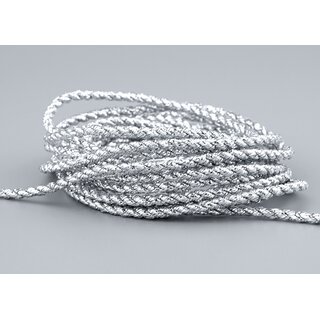 3 m x 3 mm Glitzerkordel SILBER Schnur ohne Draht Lurexkordel Weihnachtskordel Geschenkkordel glnzend zum dekorieren