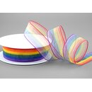 25 m x 25 mm Dekoband Chiffon Rainbow Regenbogen...