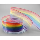 25 m x 40 mm Dekoband Chiffon Rainbow Regenbogen...