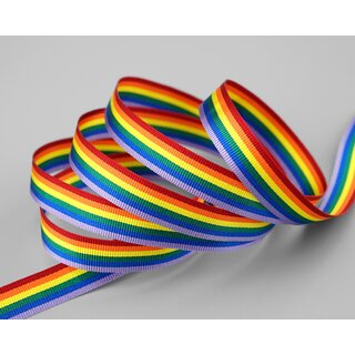 3 m x 10 mm Dekoband Rainbow Regenbogen Schleifeband gestreift Liebe Frieden Stolz Toleranz doppelseitig zum dekorieren nhen verpacken