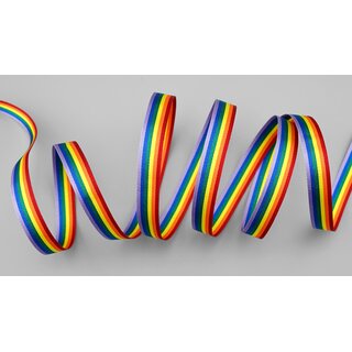 3 m x 10 mm Dekoband Rainbow Regenbogen Schleifeband gestreift Liebe Frieden Stolz Toleranz doppelseitig zum dekorieren nhen verpacken