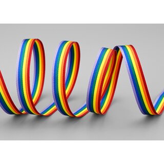 3 m x 10 mm Dekoband Rainbow Regenbogen Schleifeband gestreift Liebe Frieden Stolz Toleranz doppelseitig zum dekorieren nhen verpacken