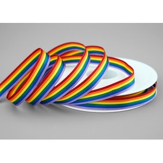 20 m x 10 mm Dekoband Rainbow Regenbogen Schleifeband gestreift Liebe Frieden Stolz Toleranz doppelseitig zum dekorieren nhen verpacken
