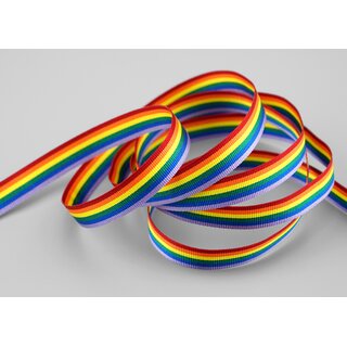 20 m x 10 mm Dekoband Rainbow Regenbogen Schleifeband gestreift Liebe Frieden Stolz Toleranz doppelseitig zum dekorieren nhen verpacken