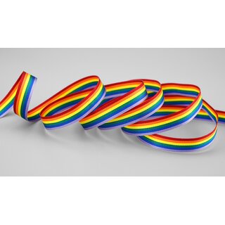 20 m x 10 mm Dekoband Rainbow Regenbogen Schleifeband gestreift Liebe Frieden Stolz Toleranz doppelseitig zum dekorieren nhen verpacken