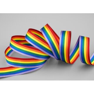 3 m x 15 mm Dekoband Rainbow Regenbogen Schleifeband gestreift Liebe Frieden Stolz Toleranz doppelseitig zum dekorieren nhen verpacken