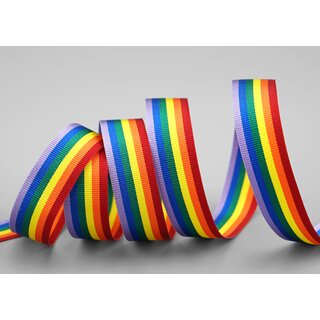 3 m x 15 mm Dekoband Rainbow Regenbogen Schleifeband gestreift Liebe Frieden Stolz Toleranz doppelseitig zum dekorieren nhen verpacken