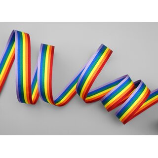 3 m x 15 mm Dekoband Rainbow Regenbogen Schleifeband gestreift Liebe Frieden Stolz Toleranz doppelseitig zum dekorieren nhen verpacken