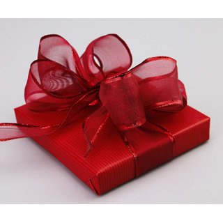 20 m x 25 mm Dekoband LUX ROT glnzend Schleifenband Geschenkband mit Draht Weihnachten mit Glanz elegant metallic