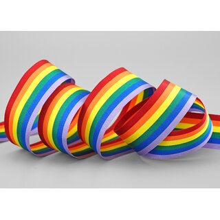 20 m x 25 mm Dekoband Rainbow Regenbogen Schleifeband gestreift Liebe Frieden Stolz Toleranz doppelseitig zum dekorieren nhen verpacken