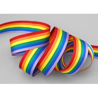 20 m x 25 mm Dekoband Rainbow Regenbogen Schleifeband gestreift Liebe Frieden Stolz Toleranz doppelseitig zum dekorieren nhen verpacken