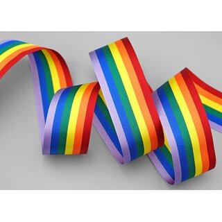 20 m x 35 mm Dekoband Rainbow Regenbogen Schleifeband gestreift Liebe Frieden Stolz Toleranz doppelseitig zum dekorieren nhen verpacken