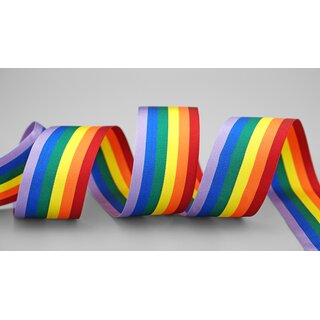 20 m x 35 mm Dekoband Rainbow Regenbogen Schleifeband gestreift Liebe Frieden Stolz Toleranz doppelseitig zum dekorieren nhen verpacken