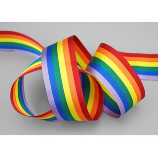 20 m x 35 mm Dekoband Rainbow Regenbogen Schleifeband gestreift Liebe Frieden Stolz Toleranz doppelseitig zum dekorieren nhen verpacken