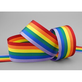 20 m x 35 mm Dekoband Rainbow Regenbogen Schleifeband gestreift Liebe Frieden Stolz Toleranz doppelseitig zum dekorieren nhen verpacken