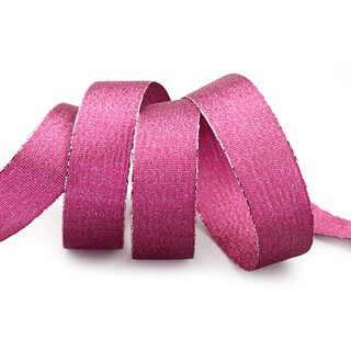 VIENNA 20 m x 25 mm BEERE Metallik Dekoband mit Lurex Brokat Geschenkband Schleifenband mit Glanz