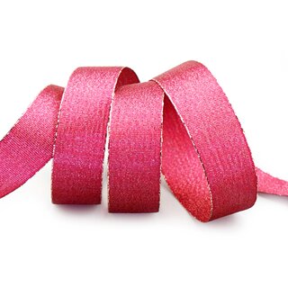 VIENNA 20 m x 25 mm PINK Silber Metallik Dekoband mit Lurex Brokat Geschenkband Schleifenband mit Glanz