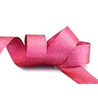 VIENNA 20 m x 40 mm PINK Silber Metallik Dekoband mit Lurex Brokat Geschenkband Schleifenband mit Glanz