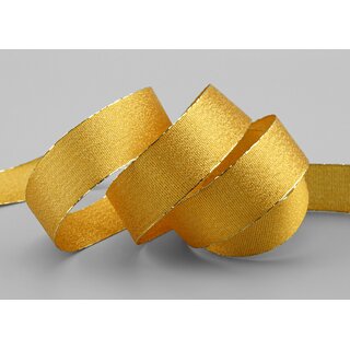 VIENNA 3 m x 25 mm SENF Gold Metallik Dekoband mit Lurex Brokat Geschenkband Schleifenband mit Glanz