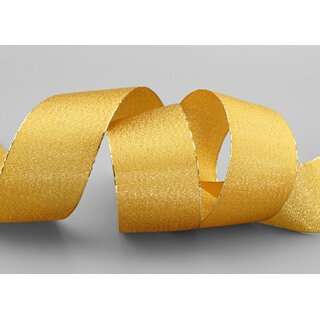 VIENNA 20 m x 40 mm SENF Gold Metallik Dekoband mit Lurex Brokat Geschenkband Schleifenband mit Glanz