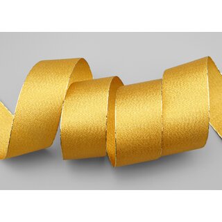 VIENNA 3 m x 40 mm SENF Gold Metallik Dekoband mit Lurex Brokat Geschenkband Schleifenband mit Glanz