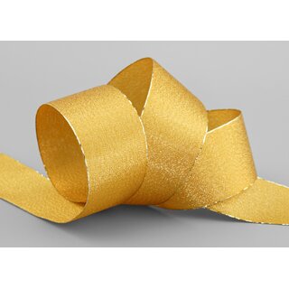 VIENNA 3 m x 40 mm SENF Gold Metallik Dekoband mit Lurex Brokat Geschenkband Schleifenband mit Glanz