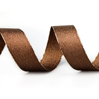 VIENNA 3 m x 25 mm BRAUN Gold Metallik Dekoband mit Lurex Brokat Geschenkband Schleifenband mit Glanz