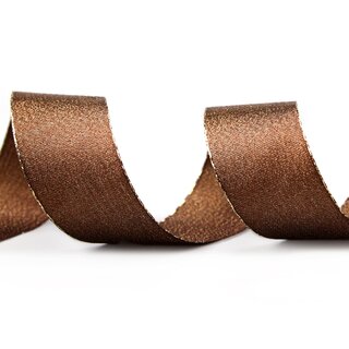 VIENNA 20 m x 40 mm BRAUN Gold Metallik Dekoband mit Lurex Brokat Geschenkband Schleifenband mit Glanz