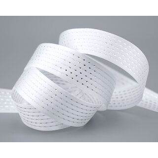 Satinband mit Lurex Punkten WEISS Silber 3 m x 25 mm...