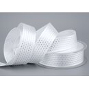 Satinband mit Lurex Punkten WEISS Silber 20 m x 25 mm...