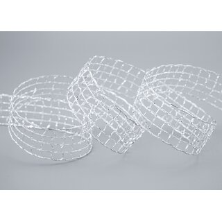20 m x 25 mm Gitterband Alex SILBER Dekoband mit Drahtkanten Drahtkantenband Glanz Lurexband Netzband Floristik Lurex