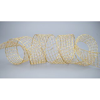 20 m x 40 mm Gitterband Alex Gold Dekoband mit Drahtkanten Drahtkantenband Glanz Lurexband Netzband Floristik Lurex