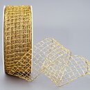20 m x 40 mm Gitterband Alex Gold Dekoband mit...