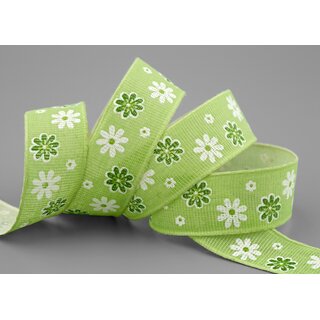 3 m x 25 mm Baumwollband Blumen GRN Dekoband Schleifenband Baumwolle Geschenkband 100% biologisch abbaubar umweltfreundlich Band 