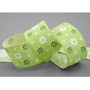 3 m x 40 mm Baumwollband Blumen GRN Dekoband...