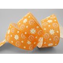 20 m x 40 mm Baumwollband Blumen ORANGE Dekoband...