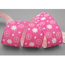 20 m x 40 mm Baumwollband Blumen PINK Dekoband...