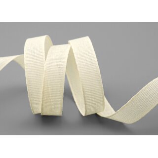 3 m x 15 mm Baumwollband Uni CREME Ivory Dekoband aus 100% Baumwolle umweltfreundlich biologisch abbaubar natrlich