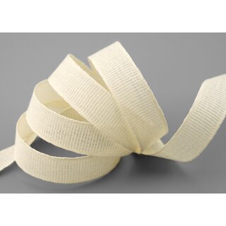 20 m x 15 mm Baumwollband Uni CREME Ivory Dekoband aus 100% Baumwolle umweltfreundlich biologisch abbaubar natrlich