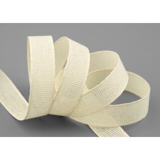 20 m x 15 mm Baumwollband Uni CREME Ivory Dekoband aus 100% Baumwolle umweltfreundlich biologisch abbaubar natrlich