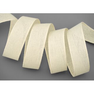 3 m x 25 mm Baumwollband Uni CREME Ivory Dekoband aus 100% Baumwolle umweltfreundlich biologisch abbaubar natrlich