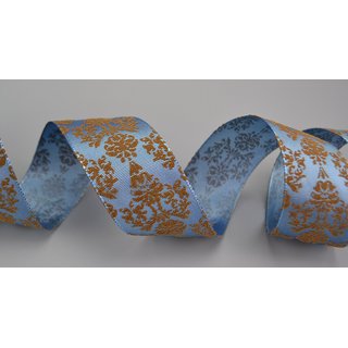 Dekoband Barock Himmelblau / Braun 2 m x 40 mm Strängchen