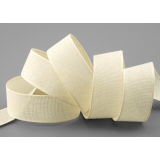 20 m x 25 mm Baumwollband Uni CREME Ivory Dekoband aus 100% Baumwolle umweltfreundlich biologisch abbaubar natrlich