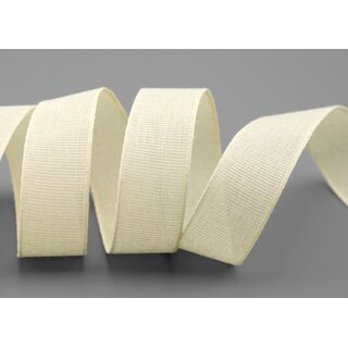 20 m x 25 mm Baumwollband Uni CREME Ivory Dekoband aus 100% Baumwolle umweltfreundlich biologisch abbaubar natrlich